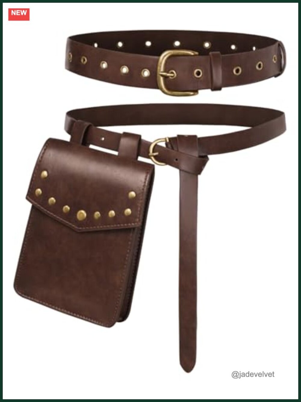 Renaissance Steampunk Medieval PU Leather Belt 3 Piece Set Costume Accessory
